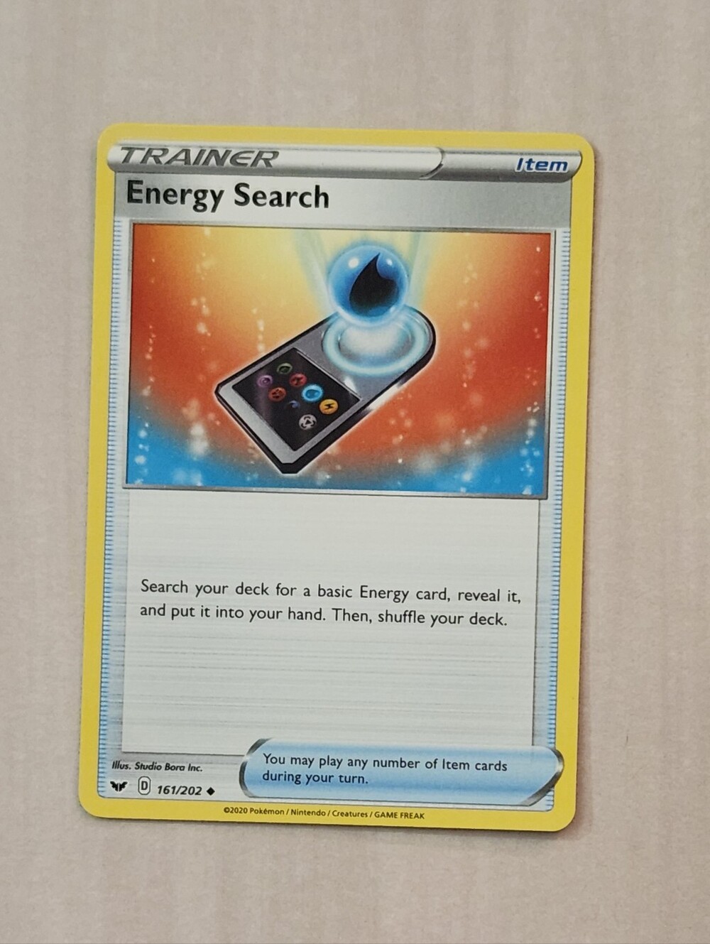 Pokemon Trainer Card ENERGY SEARCH Sword & Shield 161/202